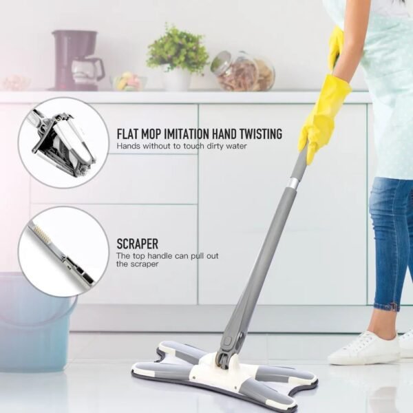 Twist Mop, X Shape Microfiber Mop, Floor Clean Mop Twist Mop With 360 Rotating Head, Dust Mop - Image 3