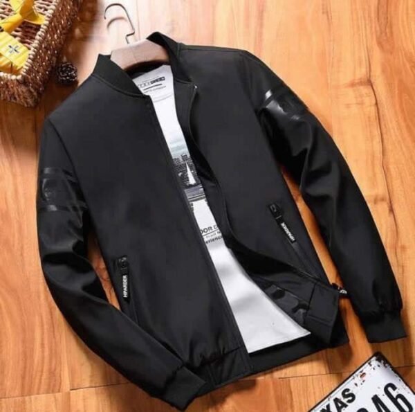 Men's Fleece Bomber Jacket - 1 Pc, Plain Design, Collared Neck