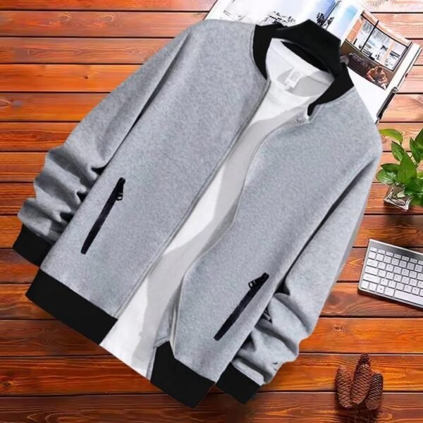 Men's Fleece Bomber Jacket - 1 Pc Premium Grey Outerwear