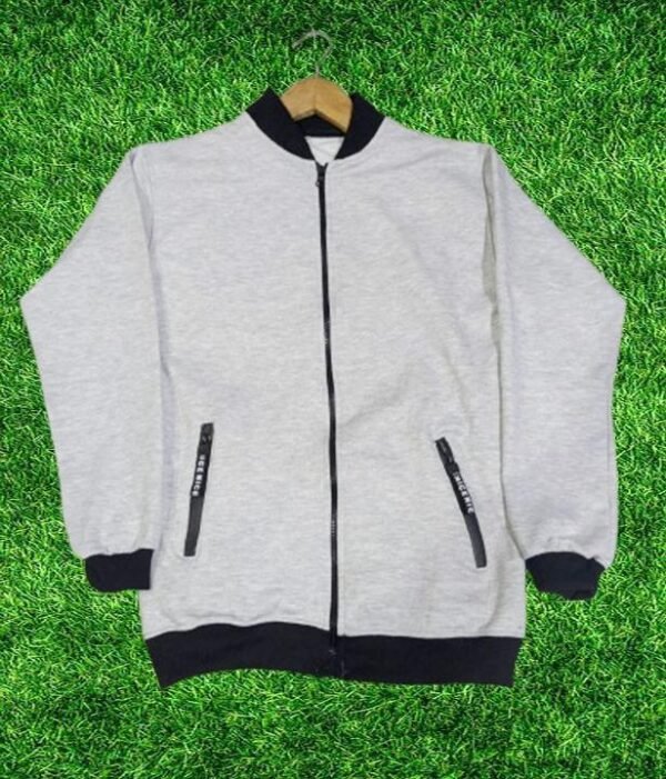 Men's Fleece Bomber Jacket - 1 Pc Premium Grey Outerwear - Image 2