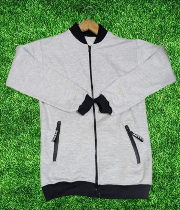 Men's Fleece Bomber Jacket - 1 Pc Premium Grey Outerwear - Image 3
