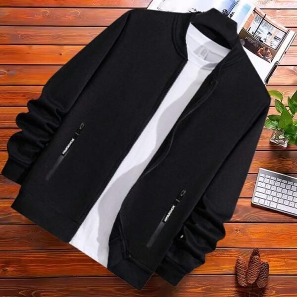 Men's Black Fleece Bomber Jacket - 1 Pc Comfort & Style