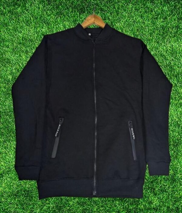 Men's Black Fleece Bomber Jacket - 1 Pc Comfort & Style - Image 2