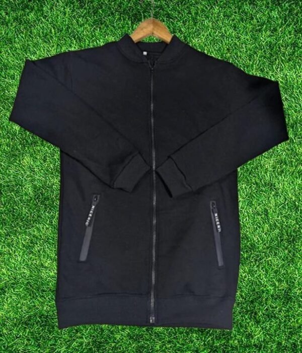 Men's Black Fleece Bomber Jacket - 1 Pc Comfort & Style - Image 3